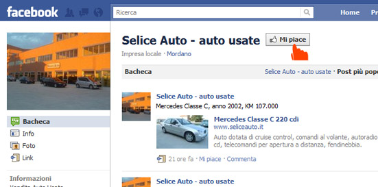 Selice Auto: automobili usate su Facebook